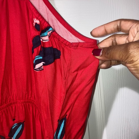 Summer Red flower thin strap dress - Picture 6 of 8